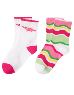 Crocodile Wavy Stripe Sock Two-Pack