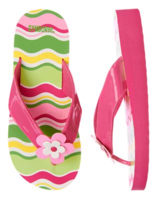 Flower Wavy Stripe Flip Flop