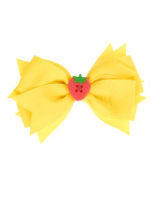 Strawberry Button Bow Hair Clip