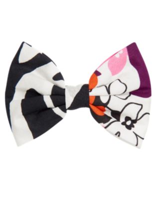 Zebra Flower Bow Hair Clip