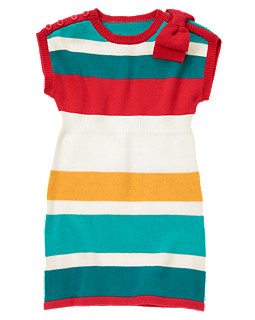 Bow Stripe Sweater Dress