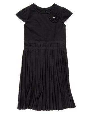 Gem Flower Pleated Dress