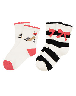 Kitty Stripe Socks Two-Pack