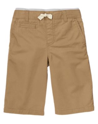 Ribbed Waist Twill Shorts