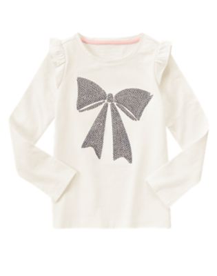 Sequin Bow Long Sleeve Tee