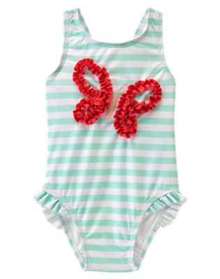 Butterfly Striped One-Piece Swimsuit