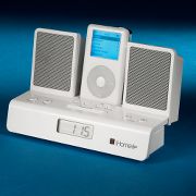 Portable iPod Travel Alarm Clock at Hammacher Schlemmer :  travel ipod shuffle electronic reson8