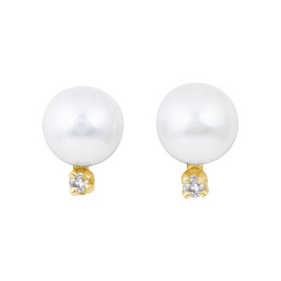 Cultured Pearl Earrings, 6mm