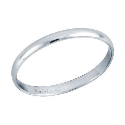 White Gold Wedding Ring, 2mm, Size 8