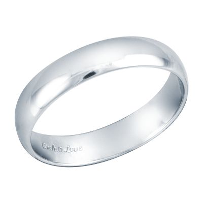 White Gold Wedding Ring, 4mm, Size 5