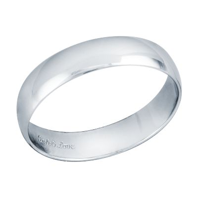 White Gold Wedding Ring, 4mm, Size 5