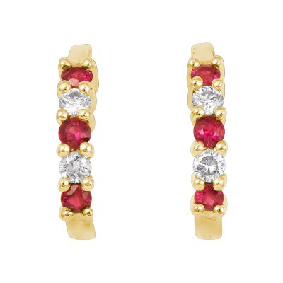 J-Hoop Round Ruby Earrings