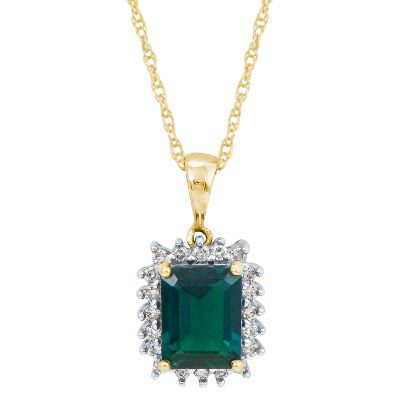 Octagonal Cut Lab-Created Emerald Pendant