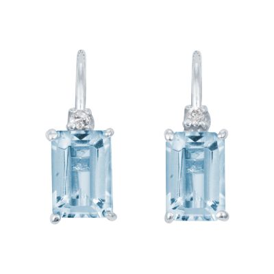 Emerald Cut Aquamarine Earrings