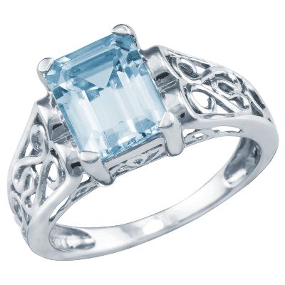 Emerald Cut Aquamarine Ring