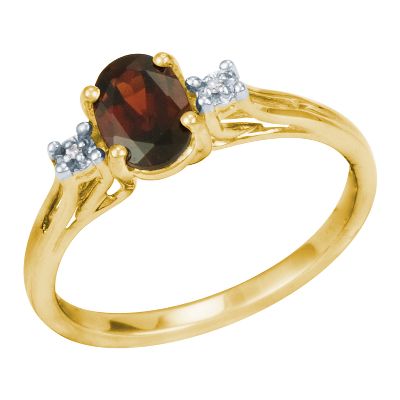 Oval Three-Stone Garnet Ring