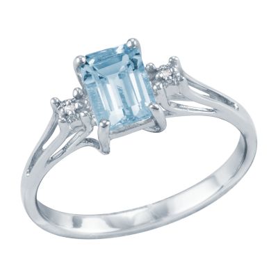 Octagonal Cut Aquamarine Ring