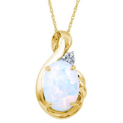 Lab-Created Oval Opal Pendant