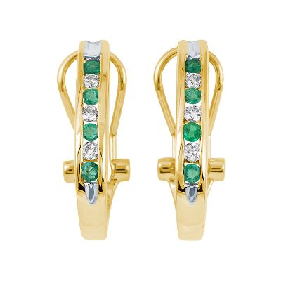 Hoop Round Emerald Earrings