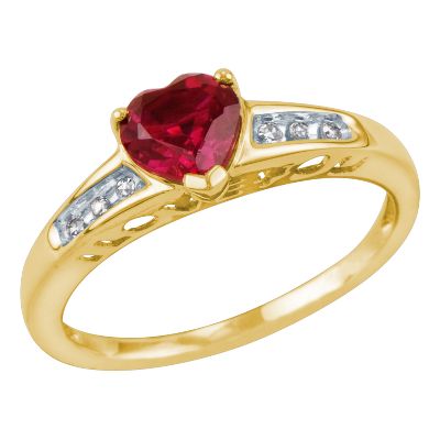<i>I Love You</i> Heart-Shaped Lab-Created Ruby Ring