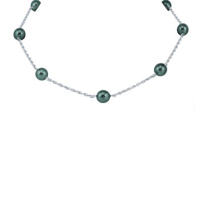 Black Tahitian Cultured Pearl Station Necklace