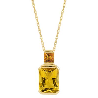 Octagonal Cut Citrine Pendant