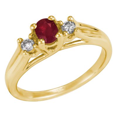 Oval Ruby Three-Stone Ring