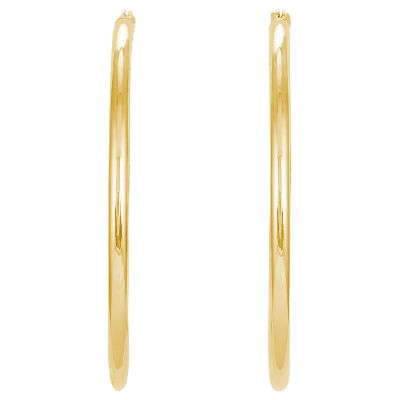 Gold Tube Hoop Earrings, 39mm