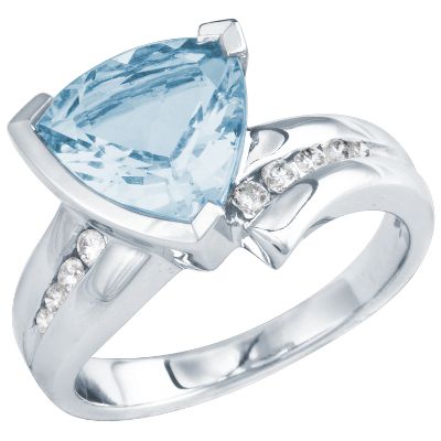 Trillion Cut Aquamarine Ring
