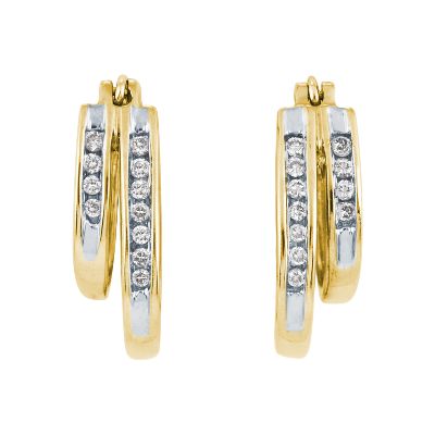 1/4ct TW Double Hoop Diamond Earrings