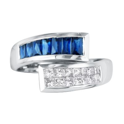 Princess-Cut Sapphire & Diamond Ring