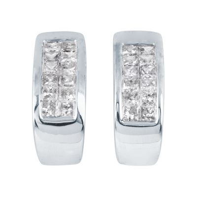 1/2ct TW J-Hoop Diamond Earrings