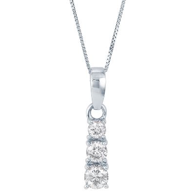 3/4ct TW Round Three-Diamond Pendant