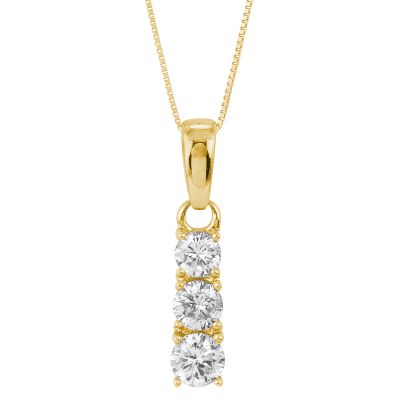 1ct TW Round Three-Diamond Pendant