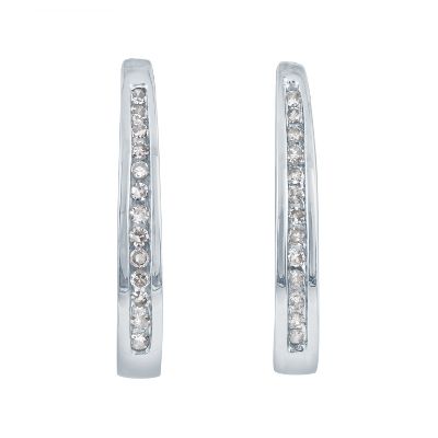 1/4ct TW Hoop Diamond Earrings
