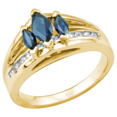 Marquise Three-Stone Sapphire Ring