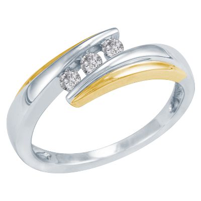 1/7ct TW Three-Diamond Bypass Ring