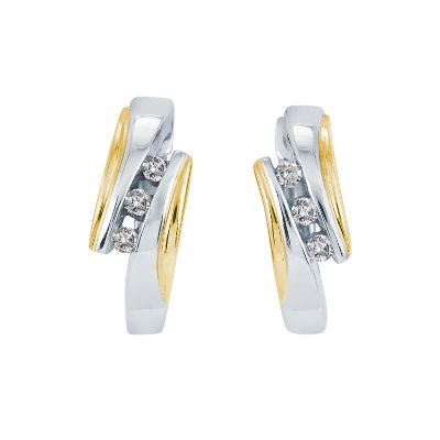 1/7ct TW Hoop Three-Diamond Earrings
