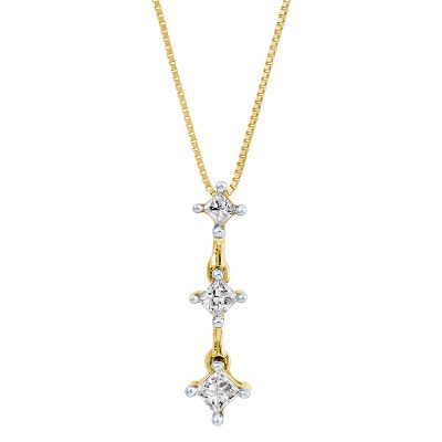 1/4ct TW Three-Diamond Stick Pendant