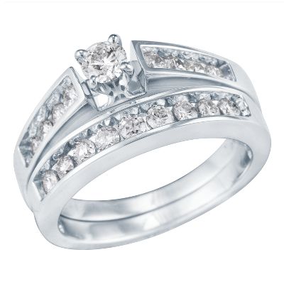 1ct TW Round Diamond Engagement Ring Set