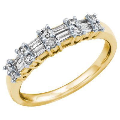 1/2ct TW Round & Baguette Diamond Ring