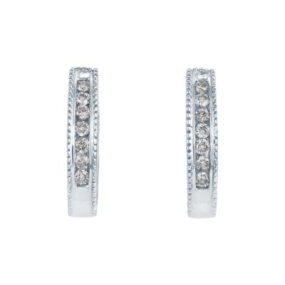 1/4ct TW Hoop Diamond Milgrain Earrings