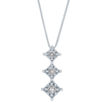 1/4ct TW Three-Diamond Pendant