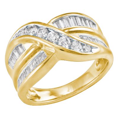 1ct TW Round & Baguette Diamond Ring 