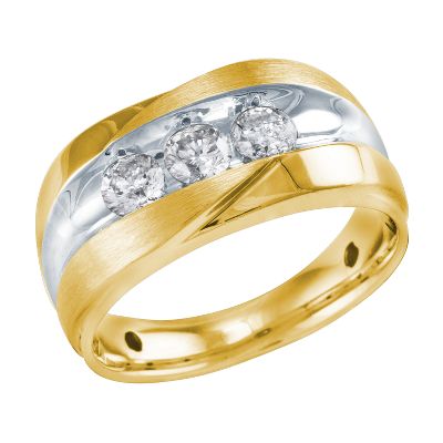 1ct TW Men's Round Three-Diamond Ring