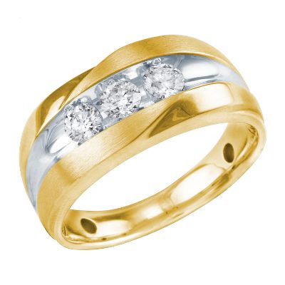 3/4ct TW Men's Three-Diamond Ring