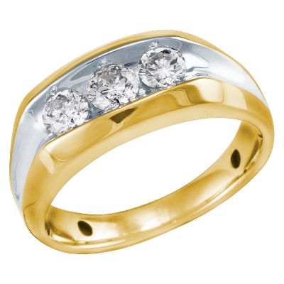 1ct TW Men's Round Three-Diamond Ring