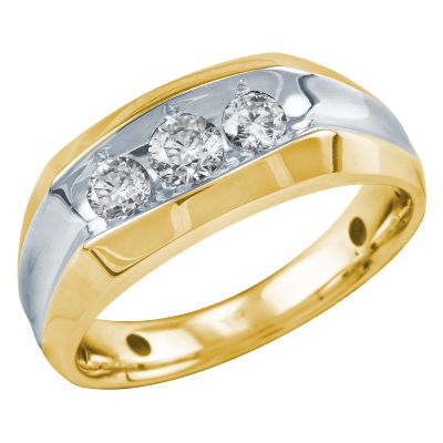 3/4ct TW Luxury Fit Men's Three-Diamond Ring