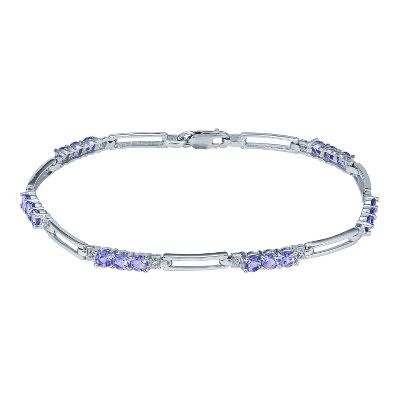 Round Tanzanite Three-Stone Bracelet