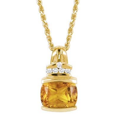 Cushion Cut Citrine Pendant